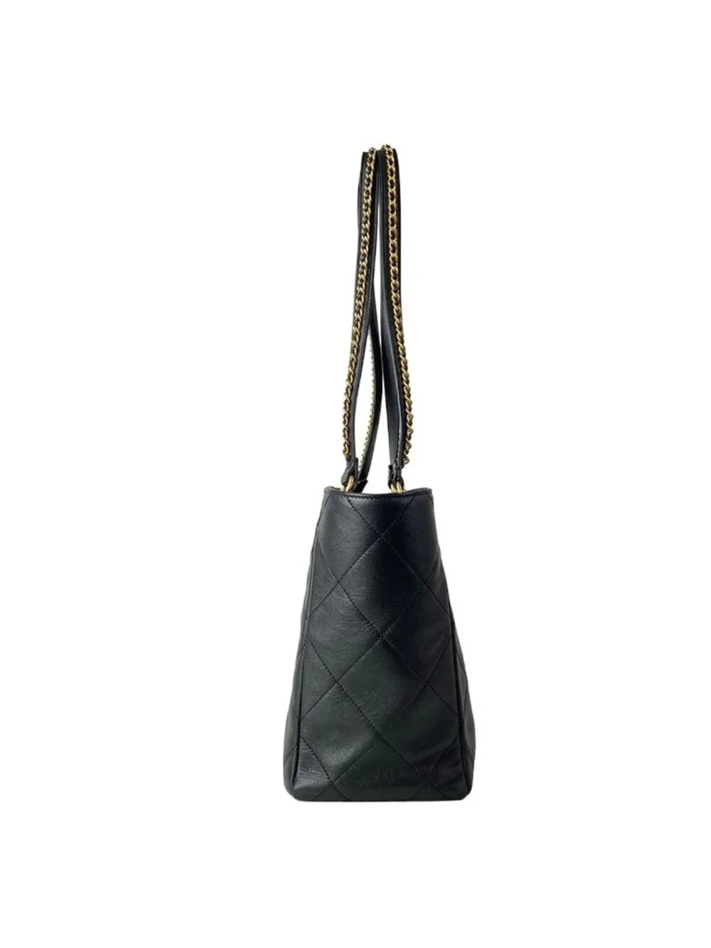Chanel Tote Quilted Black Metal Vintage Gold